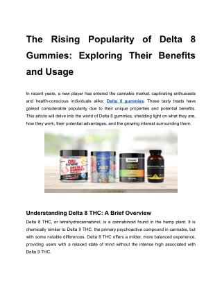 The Rising Popularity of Delta 8 Gummies_ Exploring Their Benefits and Usage