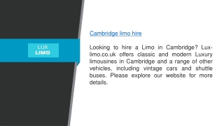 Cambridge Limo Hire  Lux-limo.co.uk