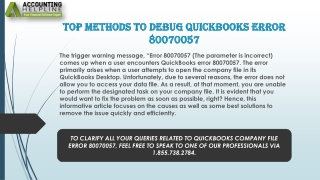 An easy guide to troubleshoot QuickBooks Error 80070057 issue