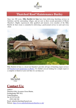 Thatched Roof Maintenance Burley