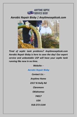 Aerobic Repair Bixby  Anytimesepticok