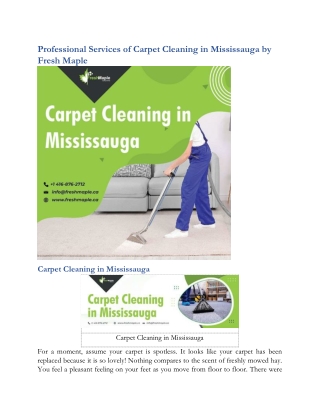 Professional Services of Carpet Cleaning in Mississauga by Fresh Maple