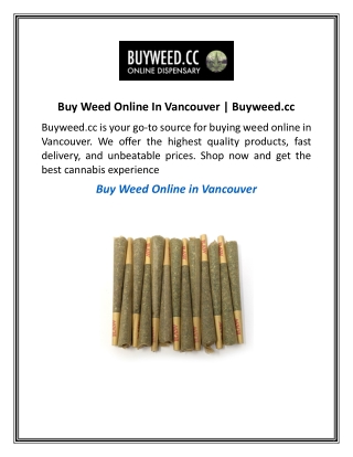 Buy Weed Online In Vancouver  Buyweed.cc