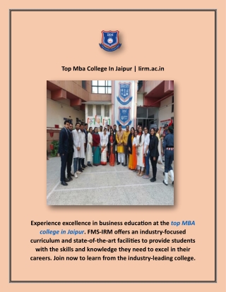 Top Mba College In Jaipur | Iirm.ac.in