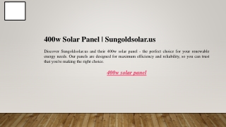 400w Solar Panel  Sungoldsolar.us