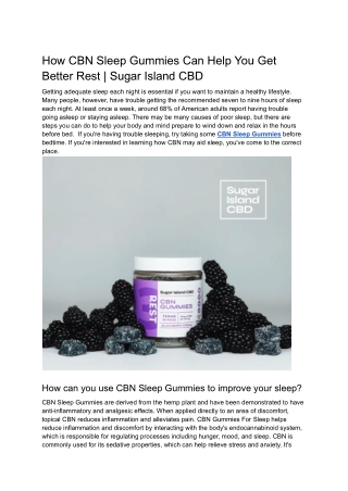 How CBN Sleep Gummies Can Help You Get Better Rest - Sugar Island CBD