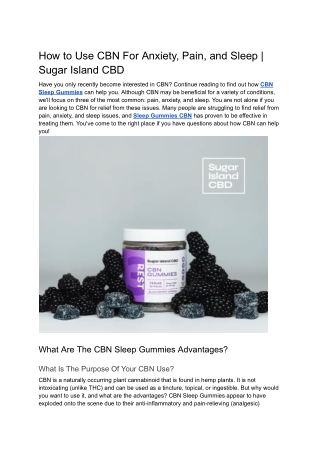 How to Use CBN For Anxiety, Pain, and Sleep - Sugar Island CBD