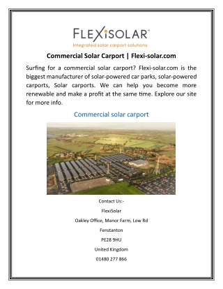 Commercial Solar Carport Flexi-solar.com