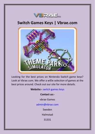 Switch Games Keys Vbrae