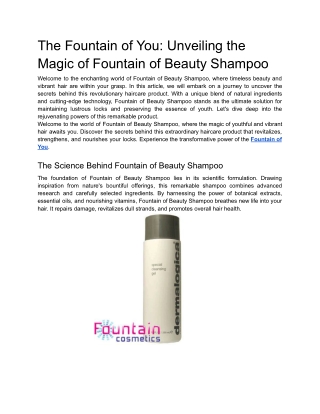 The Fountain of You_ Unveiling the Magic of Fountain of Beauty Shampoo