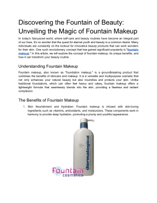 Discovering the Fountain of Beauty_ Unveiling the Magic of Fountain Makeup