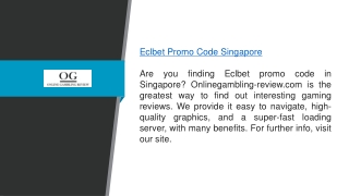 Eclbet Promo Code Singapore Onlinegambling-review.com