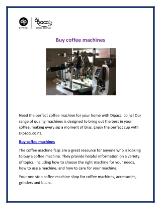 Buy coffee machines - Dipacci.co.nz