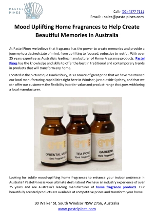 Mood Uplifting Home Fragrances to Help Create Beautiful Memories in Australia