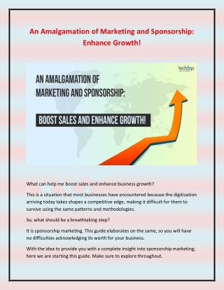 An Amalgamation of Marketing and Sponsorship-Enhance Growth