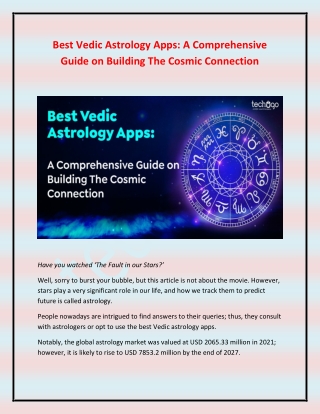 Best Vedic Astrology Apps-A Comprehensive Guide on Building The Cosmic Connection