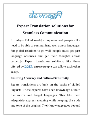 Expert Translation solutions for Seamless Communication
