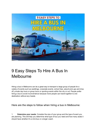 Hassle-Free Bus Rental in Melbourne: Your 9-Step Guide