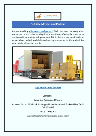 Get Safe Movers and Packers