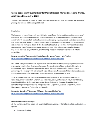 Global Sequence Of Events Recorder Market Report, Market Size, Share, Trends