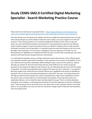 CDMS-SM2.0 Certified Digital Marketing Specialist - Search Marketing