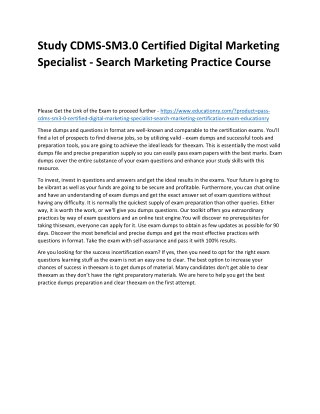 CDMS-SM3.0 Certified Digital Marketing Specialist - Search Marketing