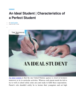 An Ideal Student Characteristics of a Perfect Student