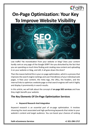 On-Page Optimization: Your Key To Improve Website Visibility