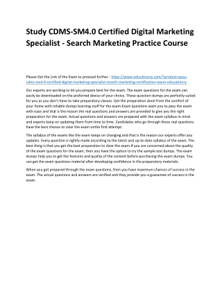 CDMS-SM4.0 Certified Digital Marketing Specialist - Search Marketing