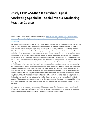 CDMS-SMM2.0 Certified Digital Marketing Specialist - Social Media Marketing