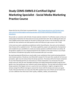 CDMS-SMM3.0 Certified Digital Marketing Specialist - Social Media Marketing