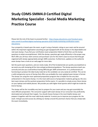 CDMS-SMM4.0 Certified Digital Marketing Specialist - Social Media Marketing