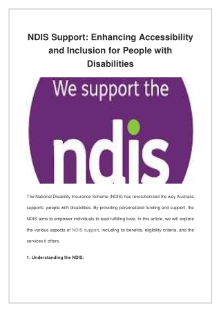 NDIS Support Enhancing Accessibility and Inclusion for People with Disabilities