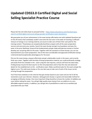 CDSS3.0 Certified Digital and Social Selling Specialist