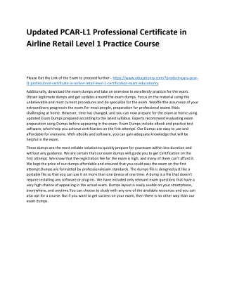 PCAR-L1 Professional Certificate in Airline Retail Level 1