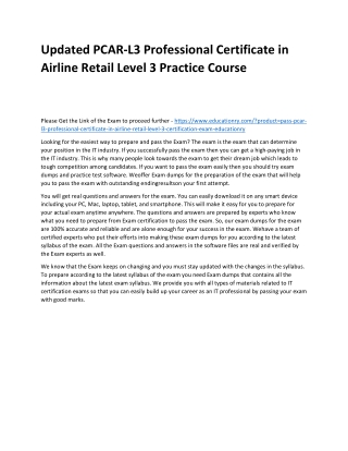 PCAR-L3 Professional Certificate in Airline Retail Level 3