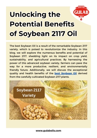 Unlocking the Potential Benefits of Soybean 2117 Oil
