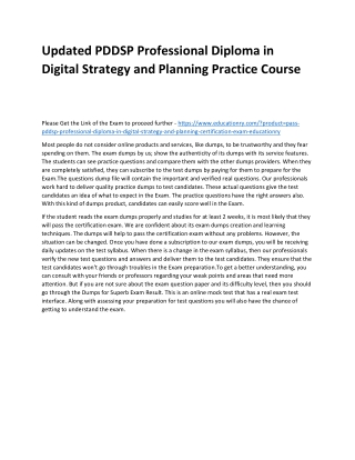 PDDSP Professional Diploma in Digital Strategy and Planning