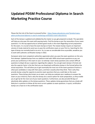 PDSM Professional Diploma in Search Marketing