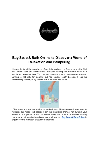 Buy Soap & Bath Online to Discover a World of Relaxation and Pampering