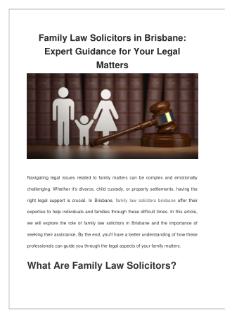 Family Law Solicitors in Brisbane Expert Guidance for Your Legal Matters