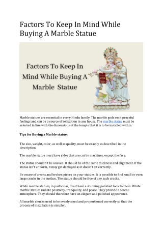 Factors To Keep In Mind While Buying A Marble Statue
