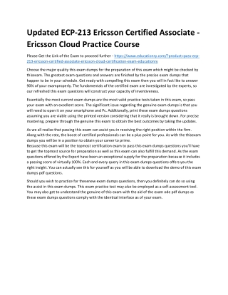 ECP-213 Ericsson Certified Associate - Ericsson Cloud