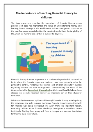 The importance of teaching financial literacy to children