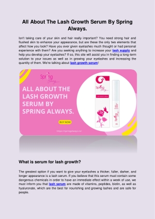 All About The Lash Growth Serum By Spring Always.