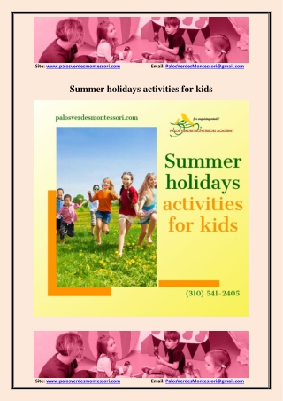 Summer holidays activities for kids