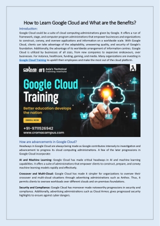 How to Learn Google Cloud and What are the Benefits