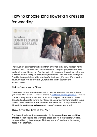 How to choose long flower girl dresses for wedding