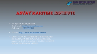 DG Approved Institute for STCW Courses in Mumbai ANVAY Maritime Institute