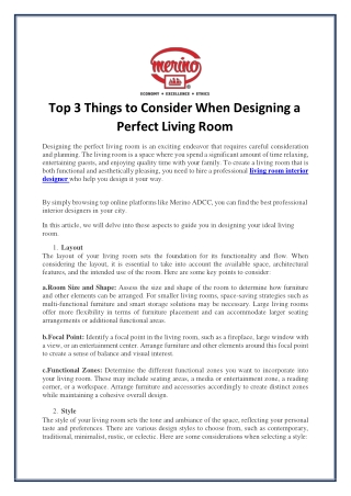Top 3 Things to Consider When Designing A Perfect Living Room